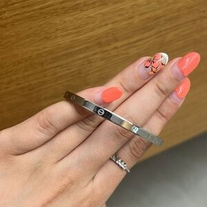 Silver Plated Stainless Steel Love Bracelet